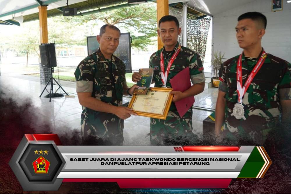 Sabet Juara di Ajang Taekwondo Bergengsi  Nasional, Danpuslatpur Apresiasi Petarung