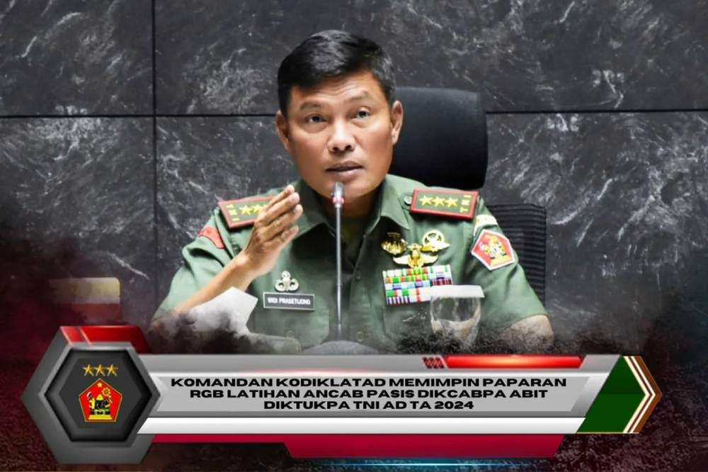 KOMANDAN KODIKLATAD MEMIMPIN PAPARAN RGB LATIHAN ANCAB PASIS DIKCABPA ABIT DIKTUKPA TNI AD TA 2024