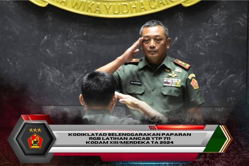 KODIKLATAD SELENGGARAKAN PAPARAN RGB LATIHAN ANCAB YTP 711 KODAM XIII/MERDEKA TA 2024