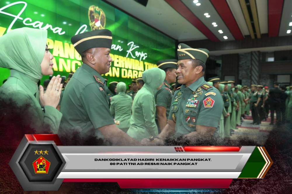 Dankodiklatad Hadiri  Kenaikkan Pangkat,  80 Pati TNI AD Resmi Naik Pangkat