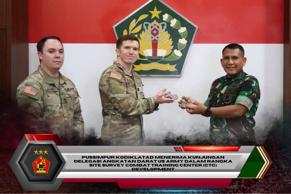 PUSSIMPUR KODIKLATAD MENERIMA KUNJUNGAN DELEGASI ANGKATAN DARAT US ARMY DALAM RANGKA SITE SURVEY COMBAT TRAINING CENTER (CTC) DEVELOPMENT
