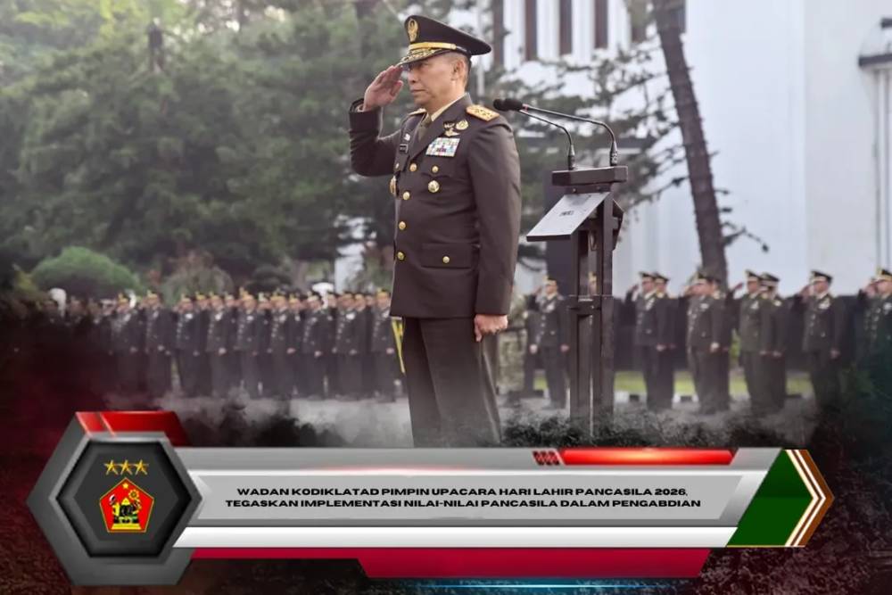 Wadan Kodiklatad Pimpin Upacara Hari Lahir Pancasila 2026, Tegaskan Implementasi Nilai-Nilai Pancasila dalam Pengabdian