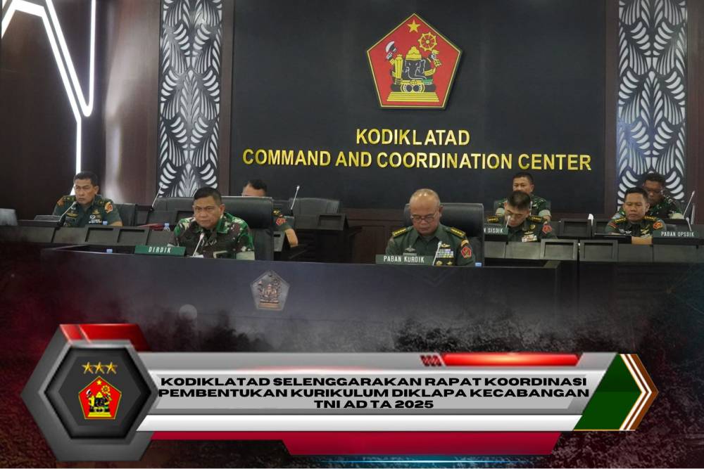 KODIKLATAD SELENGGARAKAN RAPAT KOORDINASI PEMBENTUKAN KURIKULUM DIKLAPA KECABANGAN TNI AD TA 2025