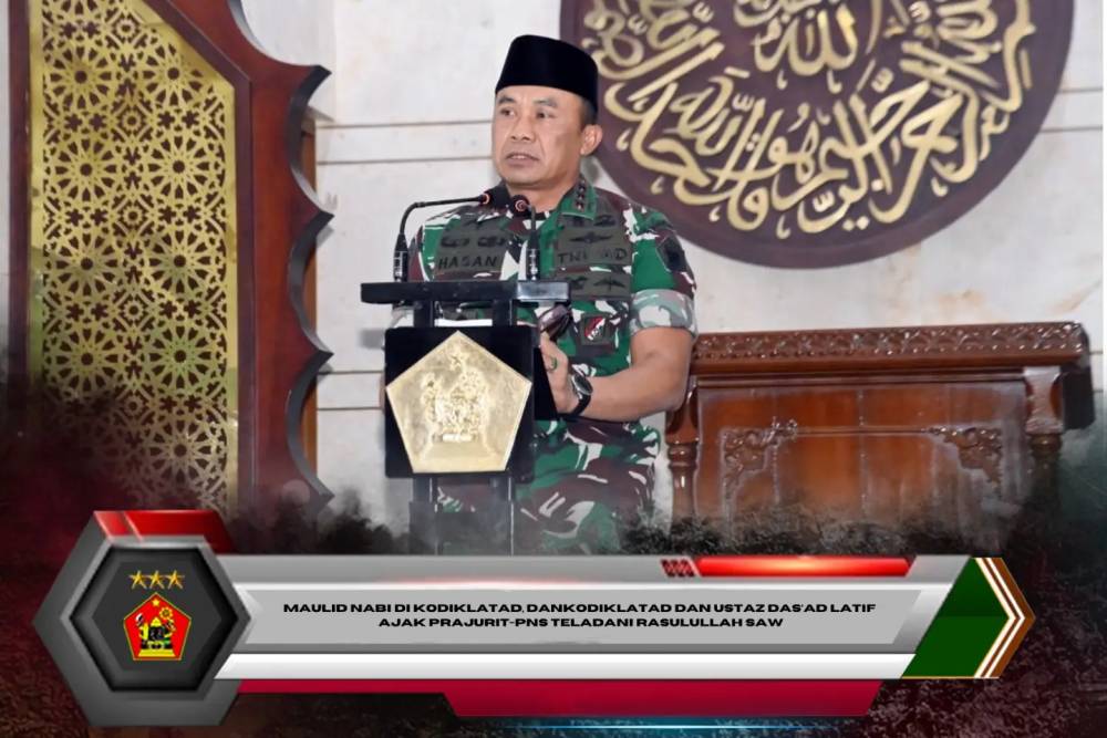 Maulid Nabi di Kodiklatad, Dankodiklatad dan Ustaz Das’ad Latif Ajak Prajurit-PNS Teladani Rasulullah SAW