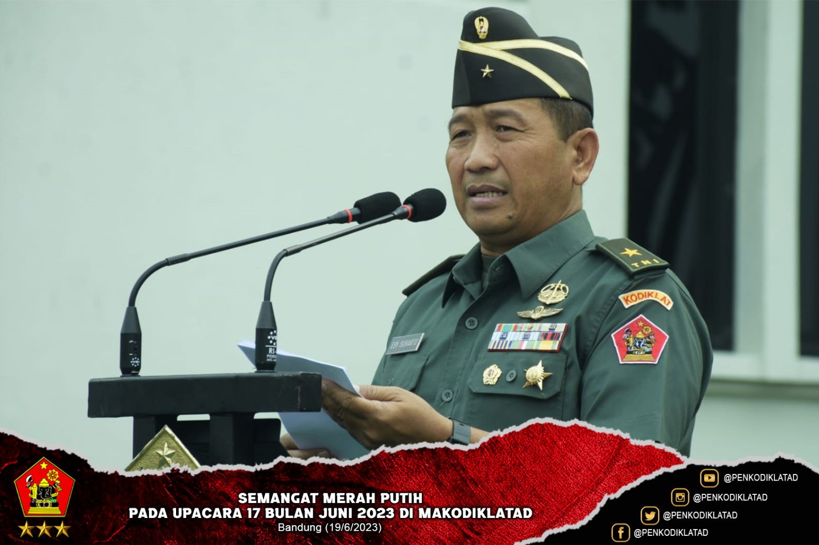 Semangat Merah Putih Pada Upacara 17 Bulan Juni 2023 di Makodiklatad