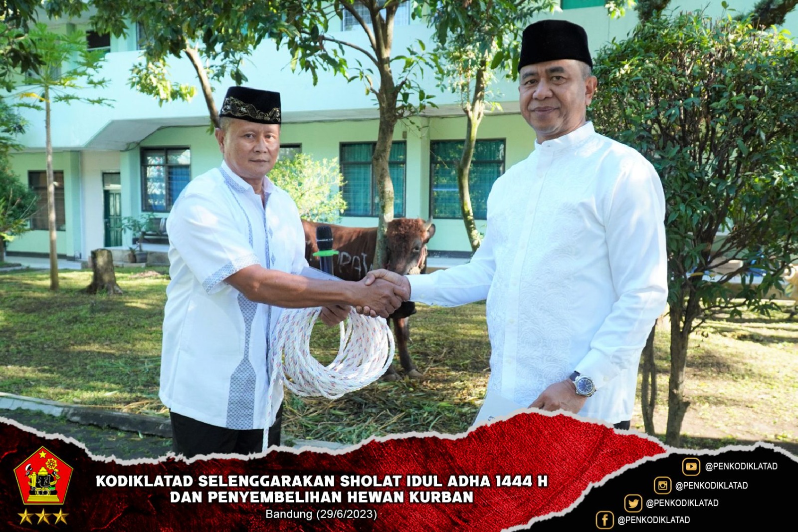 Kodiklatad Selenggarakan Sholat Idul Adha 1444 H dan Penyembelihan Hewan Kurban