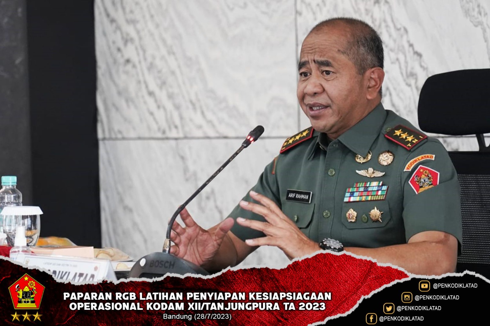 Paparan RGB Latihan Penyiapan Kesiapsiagaan Operasional Kodam XII Tanjungpura TA 2023