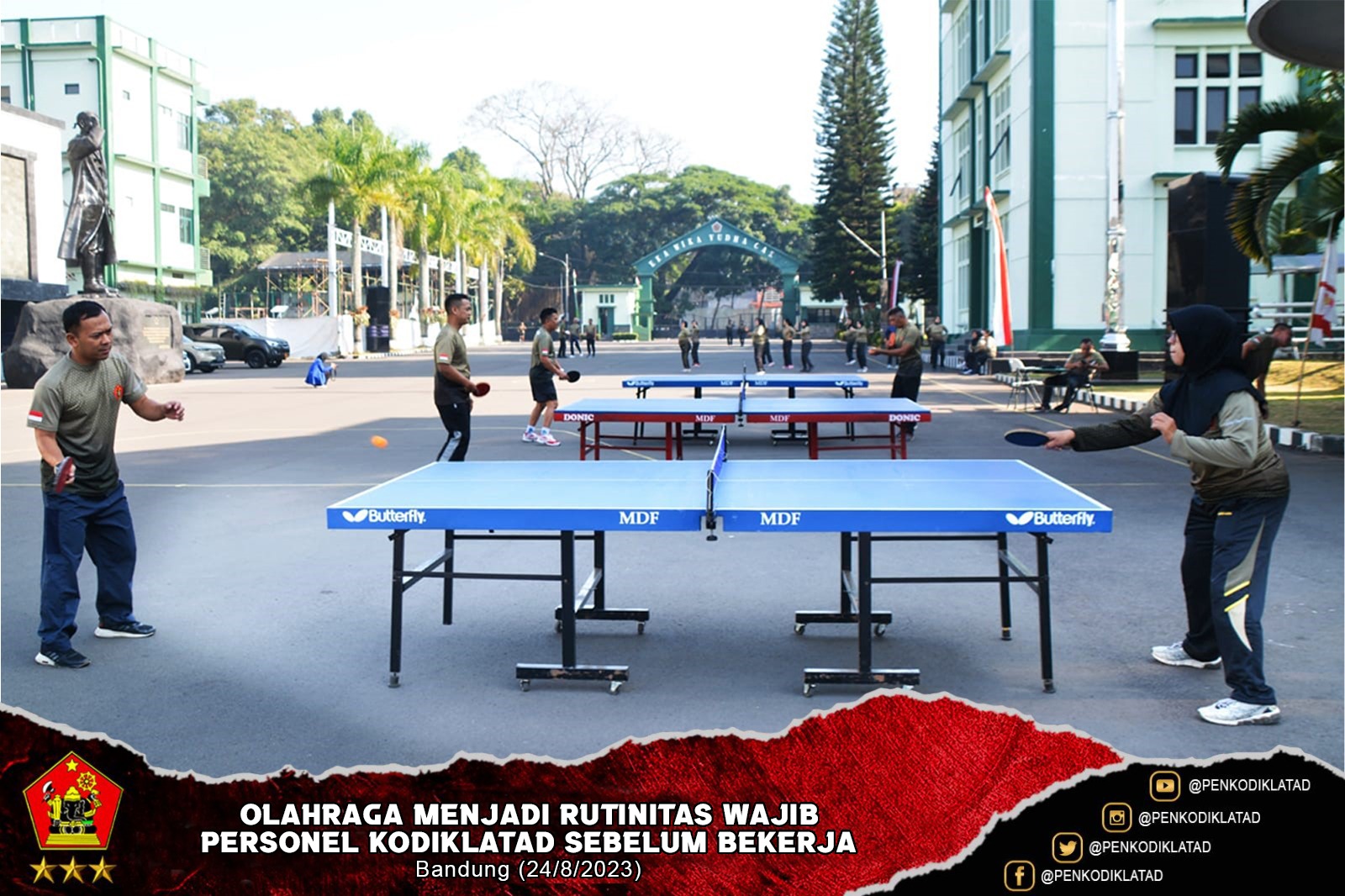 Olah Raga Menjadi Rutinitas Wajib Personel Kodiklatad Sebelum Bekerja
