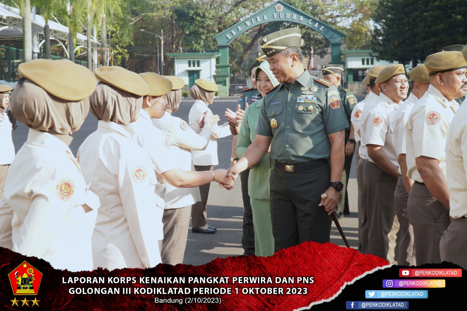 Laporan Korps Kenaikan Pangkat Perwira dan PNS Golongan III Kodiklatad Periode 1 Oktober 2023