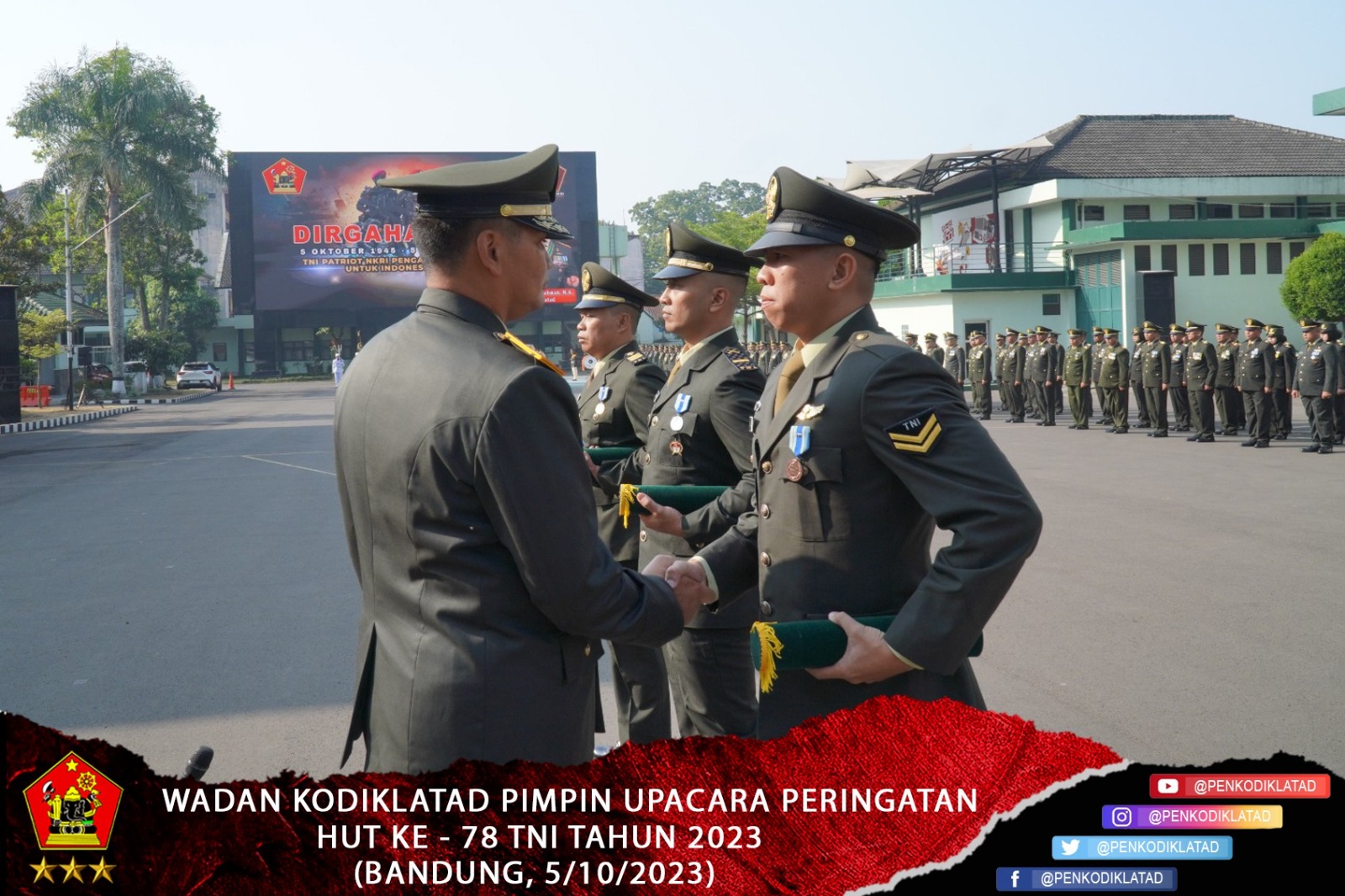 Wadan Kodiklatad Pimpin Upacara Peringatan HUT Ke 78 TNI Tahun 2023 