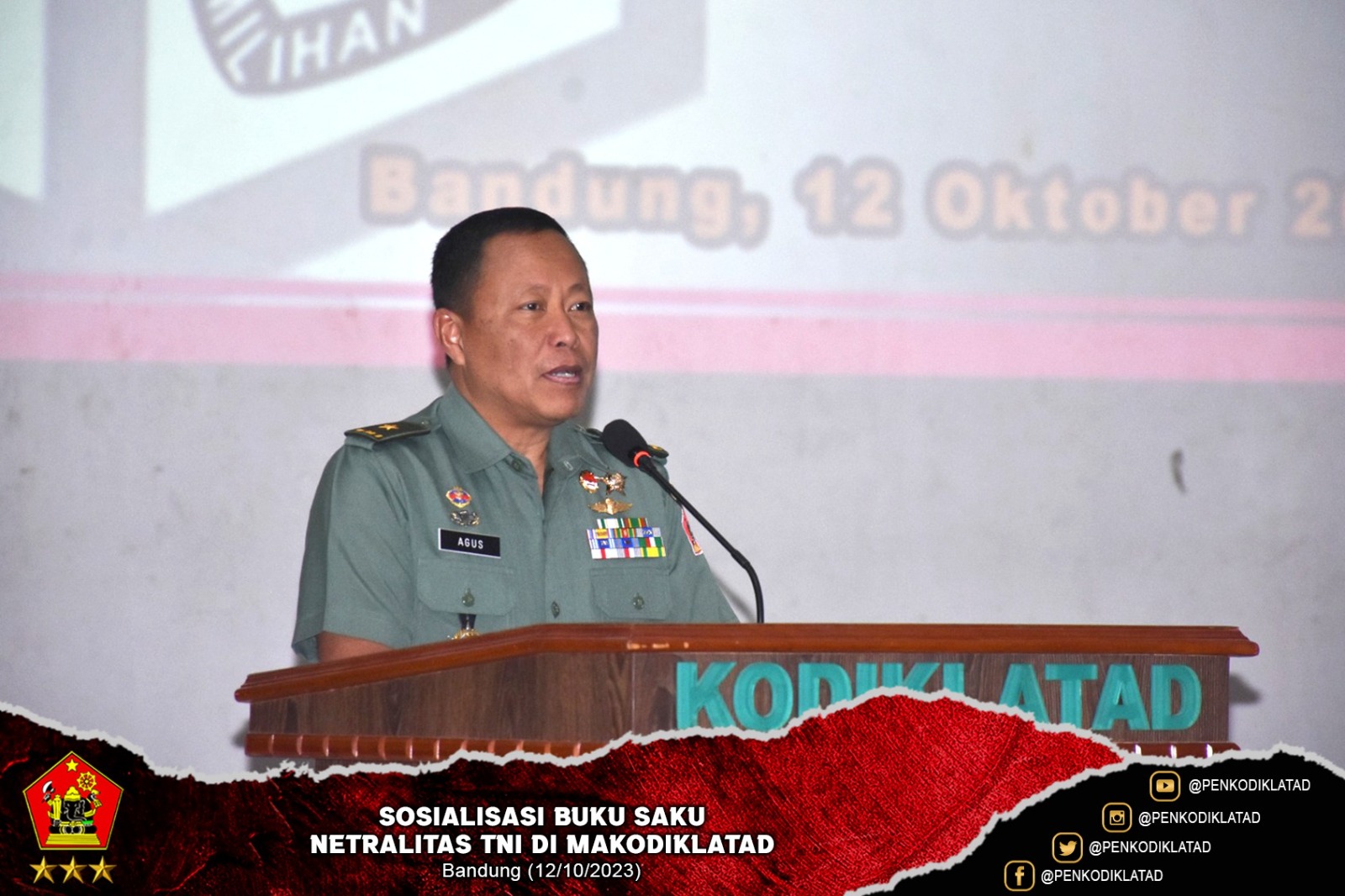 SOSIALISASI BUKU SAKU NETRALITAS TNI DI MAKODIKLATAD