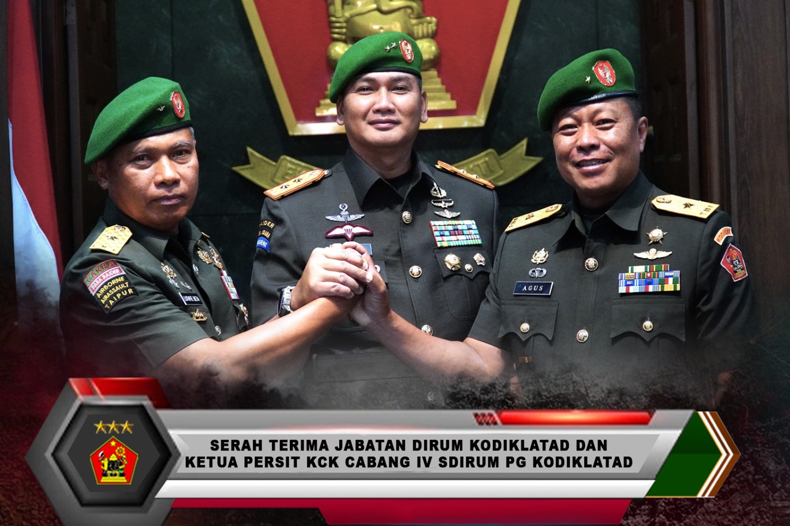 Serah Terima Jabatan Dirum Kodiklatad dan Ketua Persit KCK Cabang IV Sdirum PG Kodiklatad