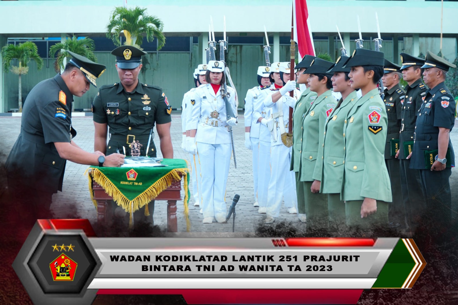 Wadan Kodiklatad Lantik 251 Prajurit Bintara TNI AD Wanita TA 2023